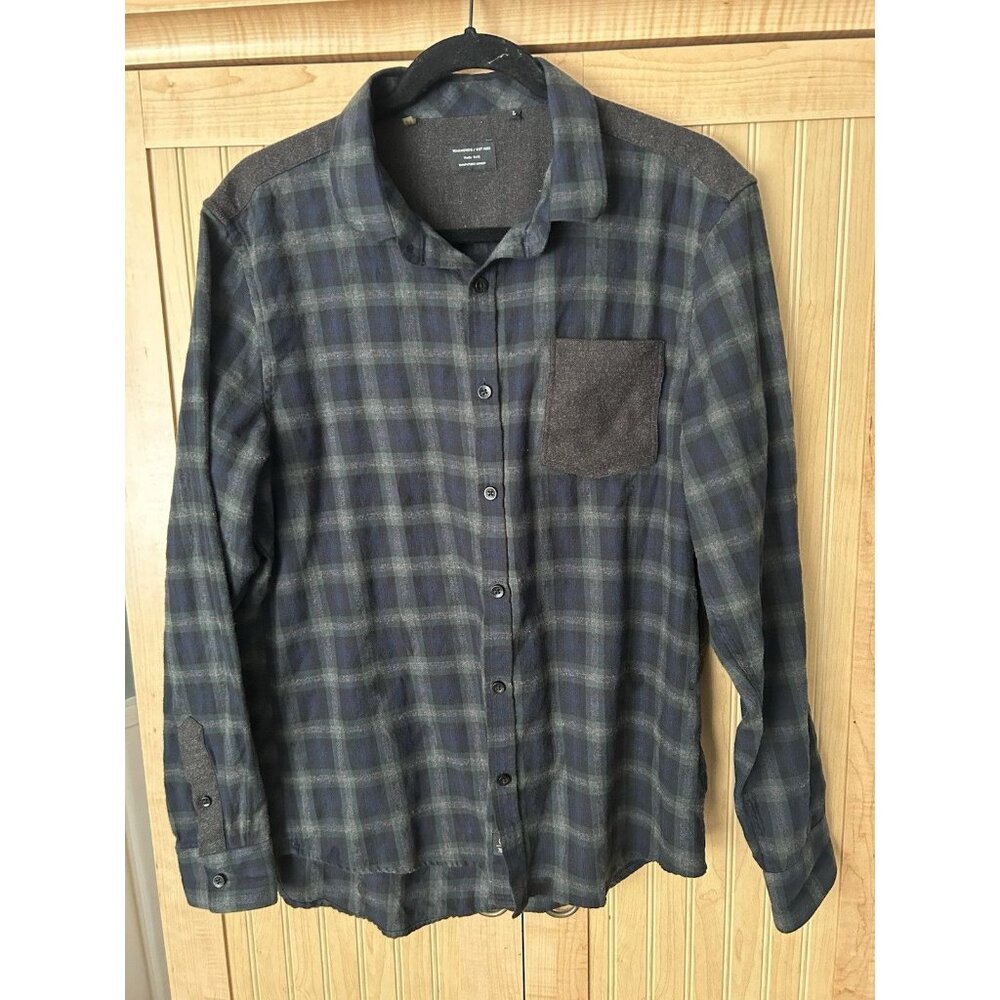 7 Diamonds Wool Plaid Mens Shirt Size L